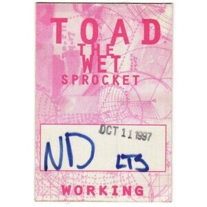 Vintage 1997 Toad the Wet Sprocket Backstage Pass Working Santa Cruz CA